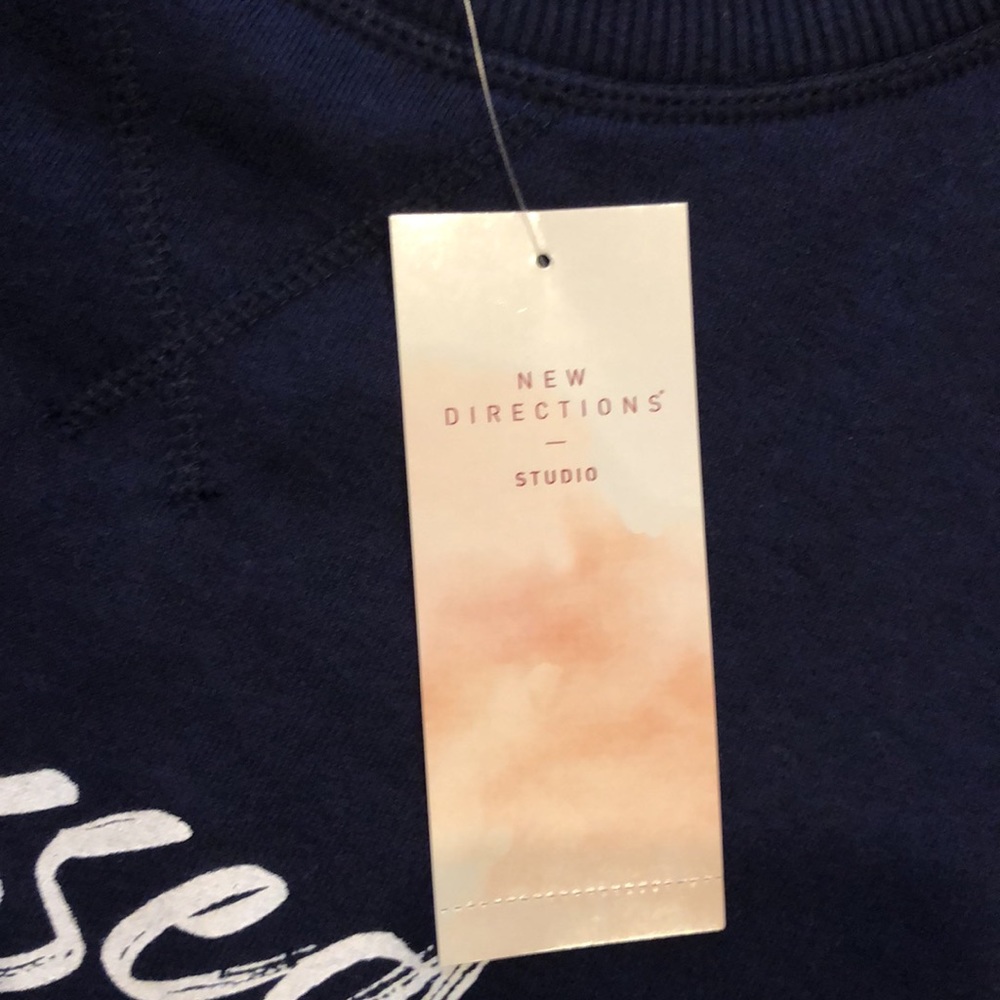 Blessed Navy Sweatshirt By New Directions Studio. New - Picture 7 of 13